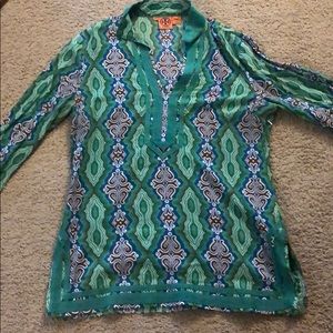 Tory Burch Green Pattern Tunic.